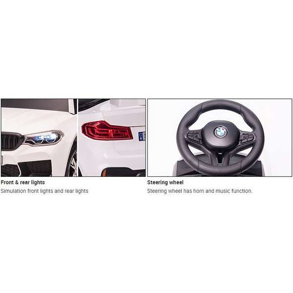Продукт BMW M5 Licensed - Кола за избутване с родителски контрол 4 в 1 c меки гуми, Кожена седалка, 2022 година - 0 - BG Hlapeta